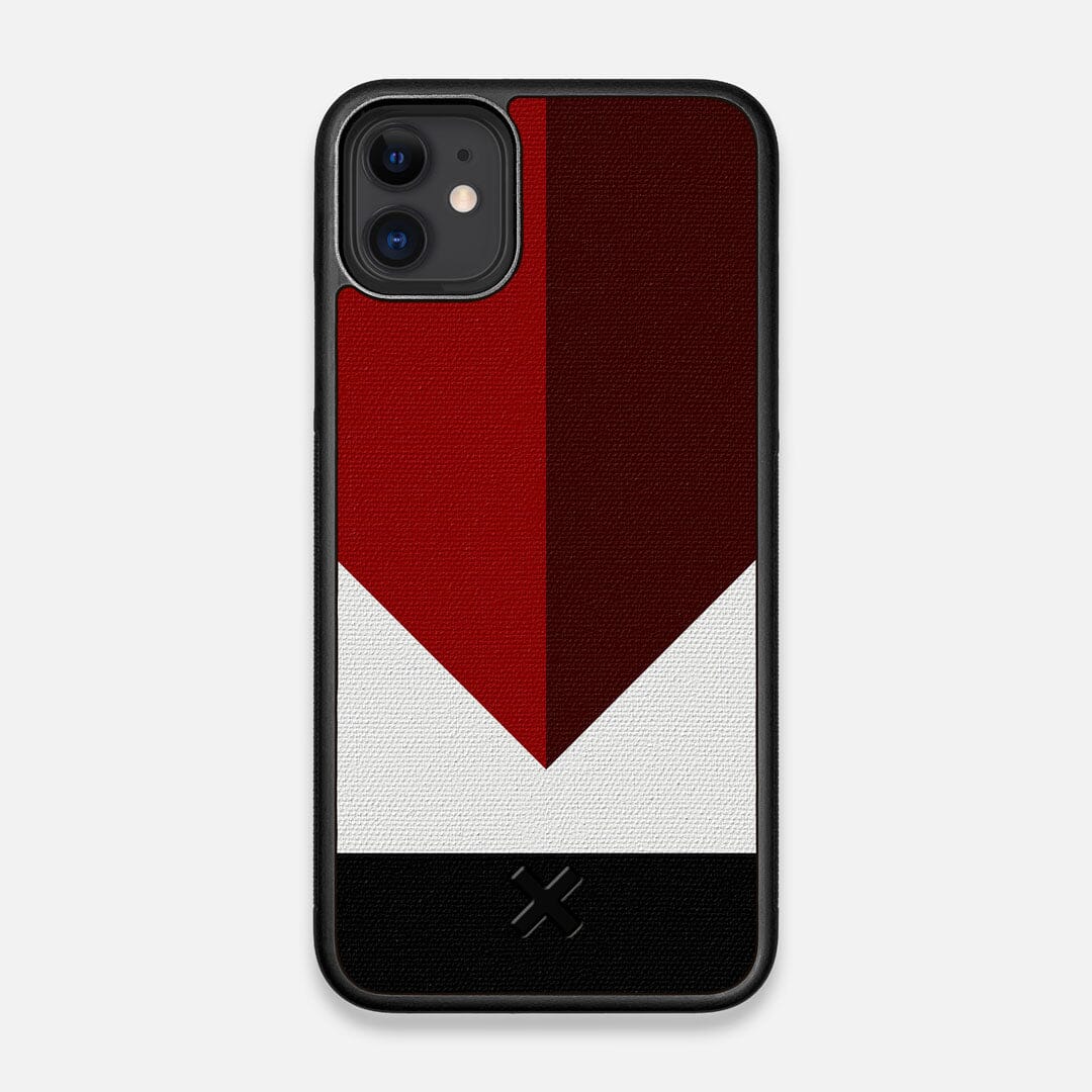 Front view of the Valley Adventure Marker in the Wayfinder series UV-Printed thick cotton canvas iPhone 11 Case by Keyway Designs