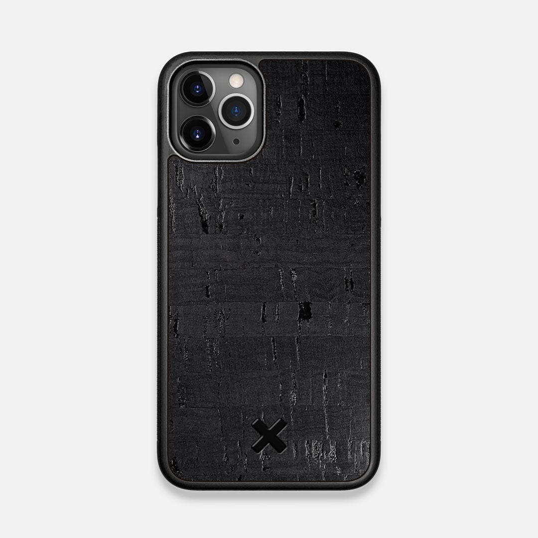 Front view of the dyed black natural cork iPhone 11 Pro Max Case by Keyway Designs