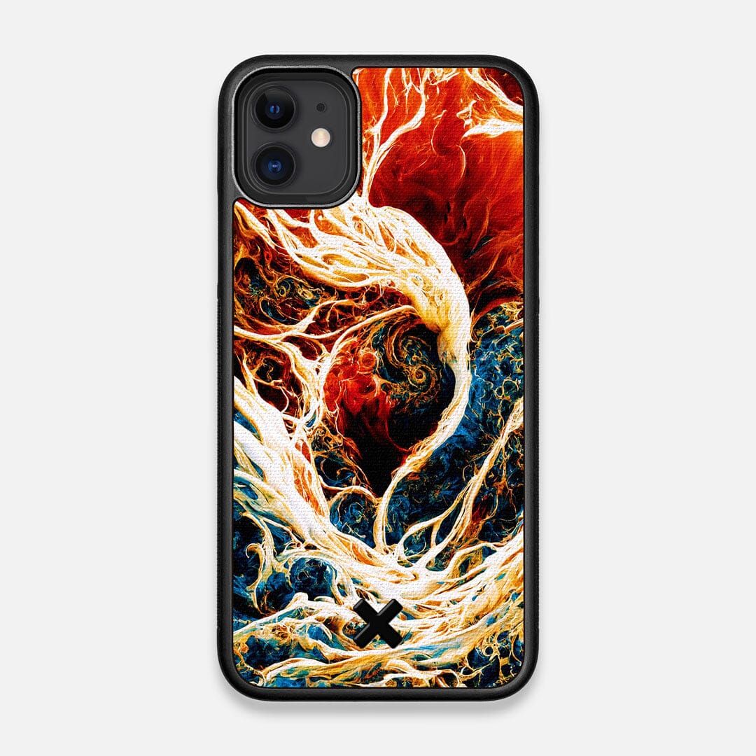Front view of the stylized AI generated art print created by John Wingfield printed to cotton canvas iPhone 11 Case by Keyway Designs