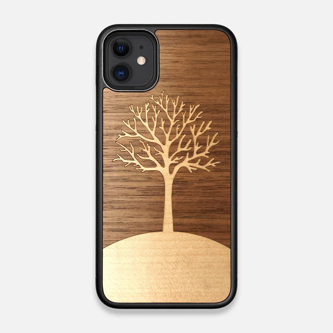 Front view of the Tree Of Life Walnut Wood iPhone 11 Case by Keyway Designs