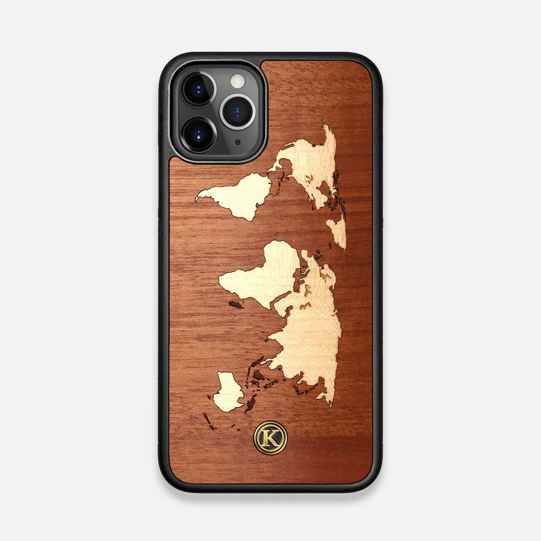 Front view of the Atlas Sapele Wood iPhone 11 Pro Case by Keyway Designs
