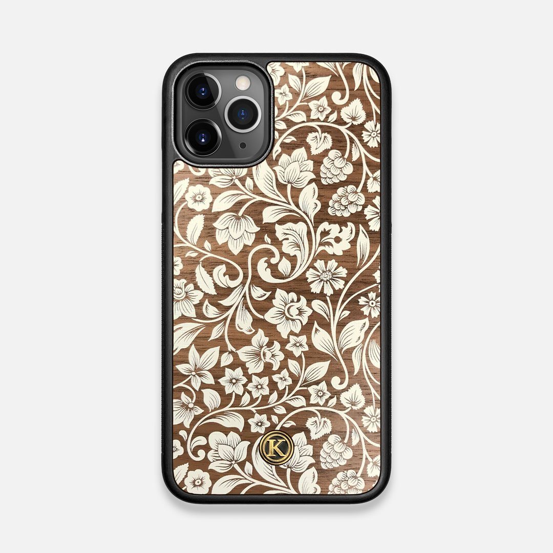 Front view of the Blossom Whitewash Wood iPhone 11 Pro Case by Keyway Designs
