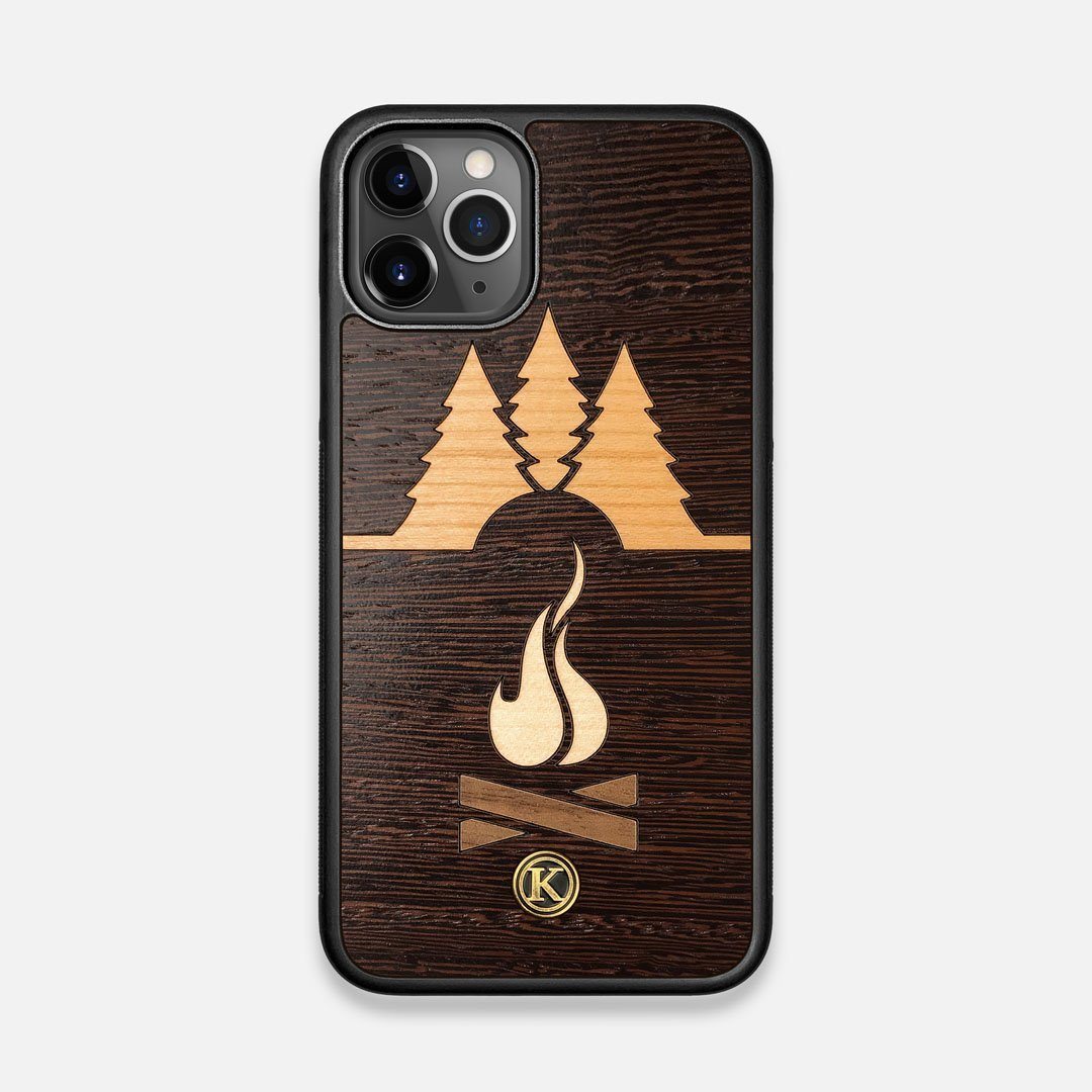 Front view of the Nomad Campsite Wood iPhone 11 Pro Case by Keyway Designs