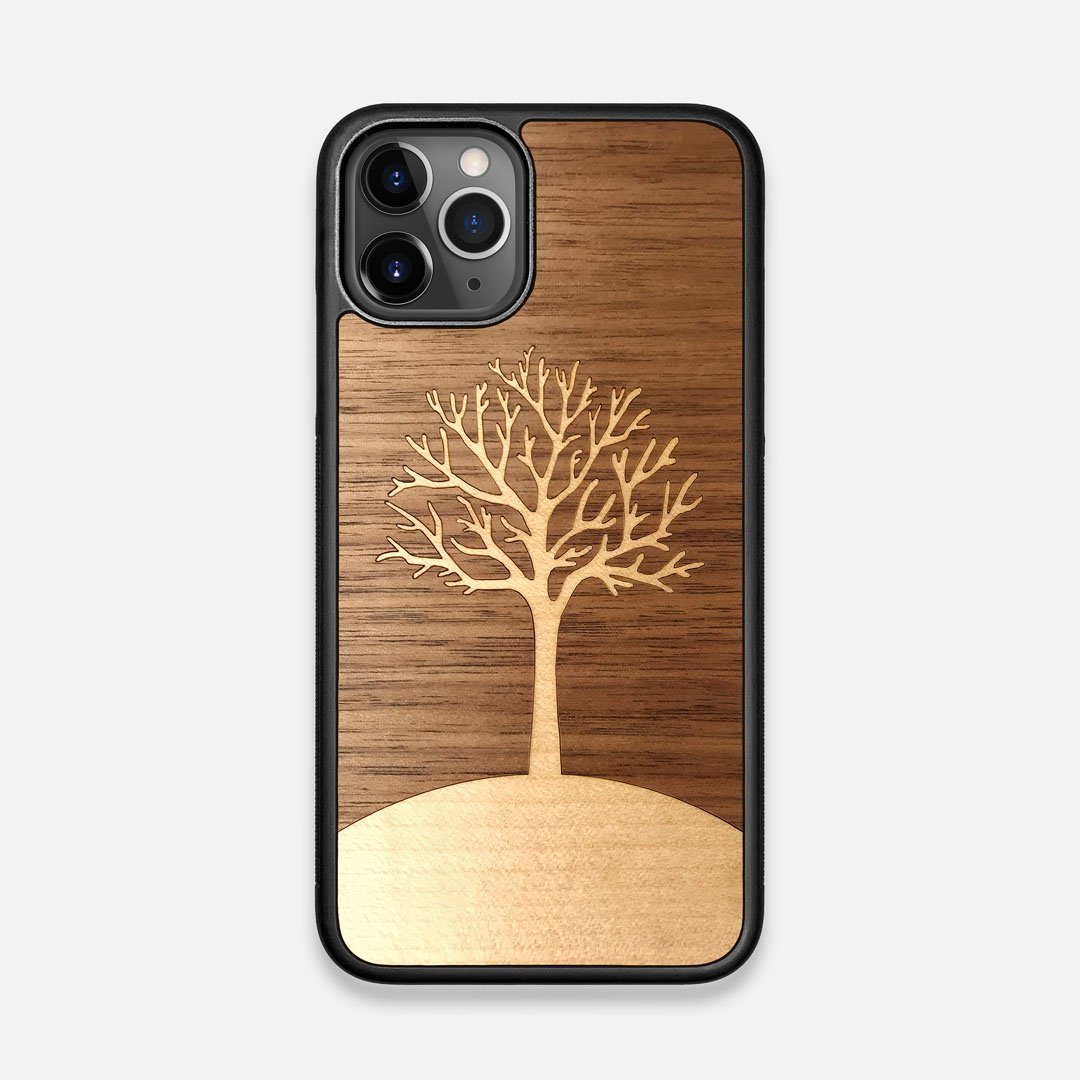 Front view of the Tree Of Life Walnut Wood iPhone 11 Pro Case by Keyway Designs