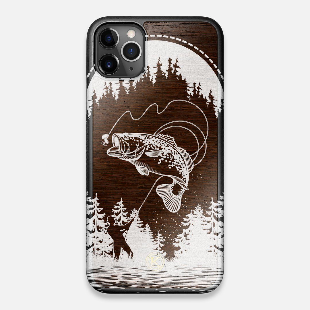 Front view of the high-contrast spotted bass printed Wenge Wood iPhone 11 Pro Max Case by Keyway Designs
