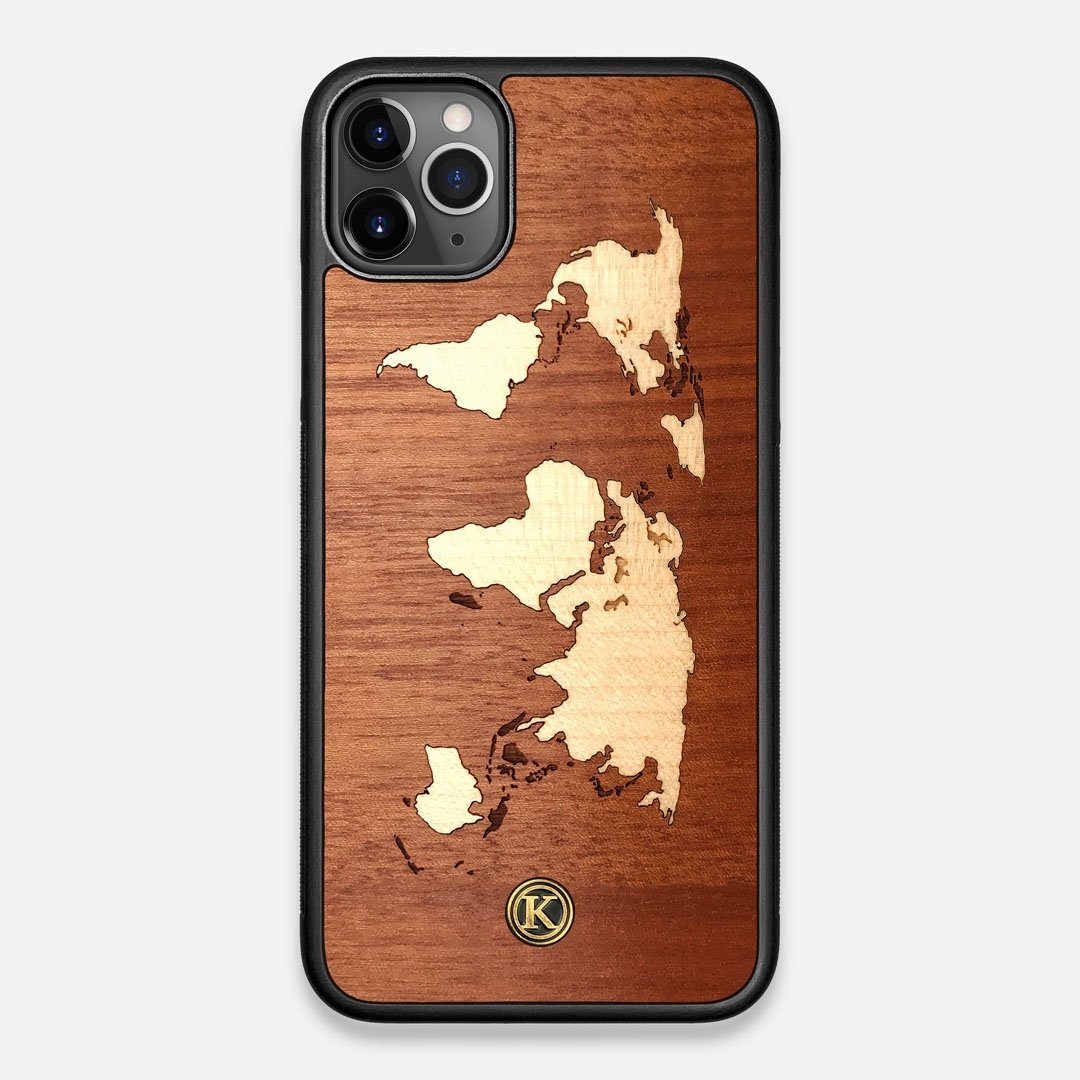 Front view of the Atlas Sapele Wood iPhone 11 Pro Max Case by Keyway Designs