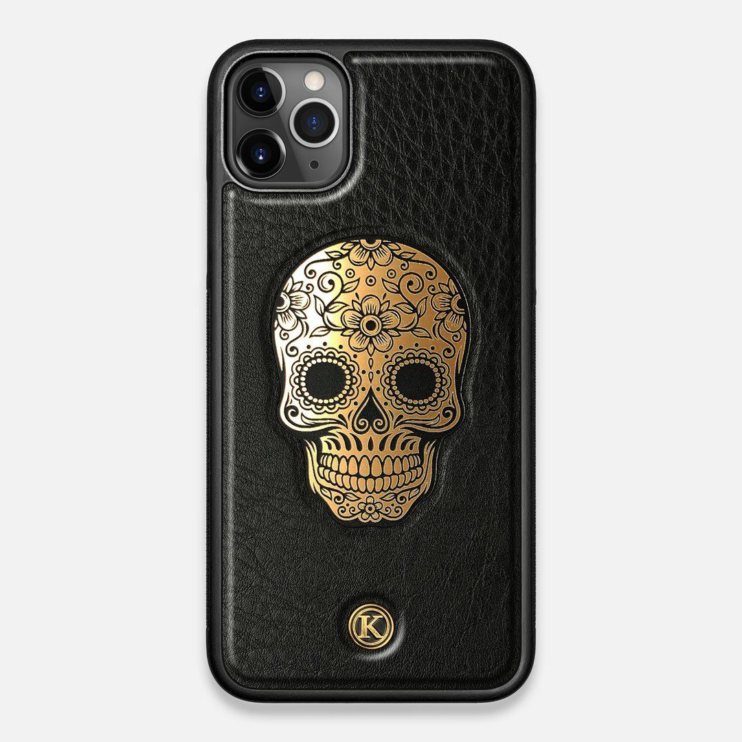 Front view of the Auric Black Leather iPhone 11 Pro Max Case by Keyway Designs