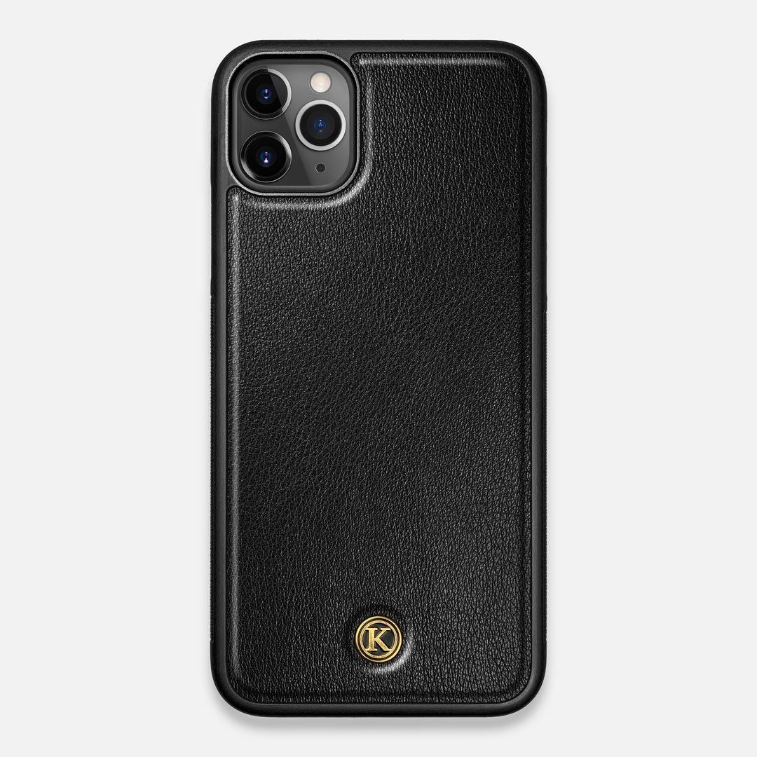 Front view of the Blank Black Leather iPhone 11 Pro Max Case by Keyway Designs