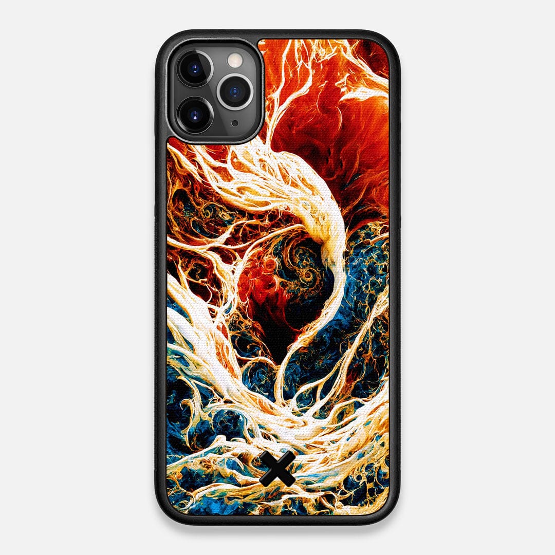 Front view of the stylized AI generated art print created by John Wingfield printed to cotton canvas iPhone 11 Pro Max Case by Keyway Designs