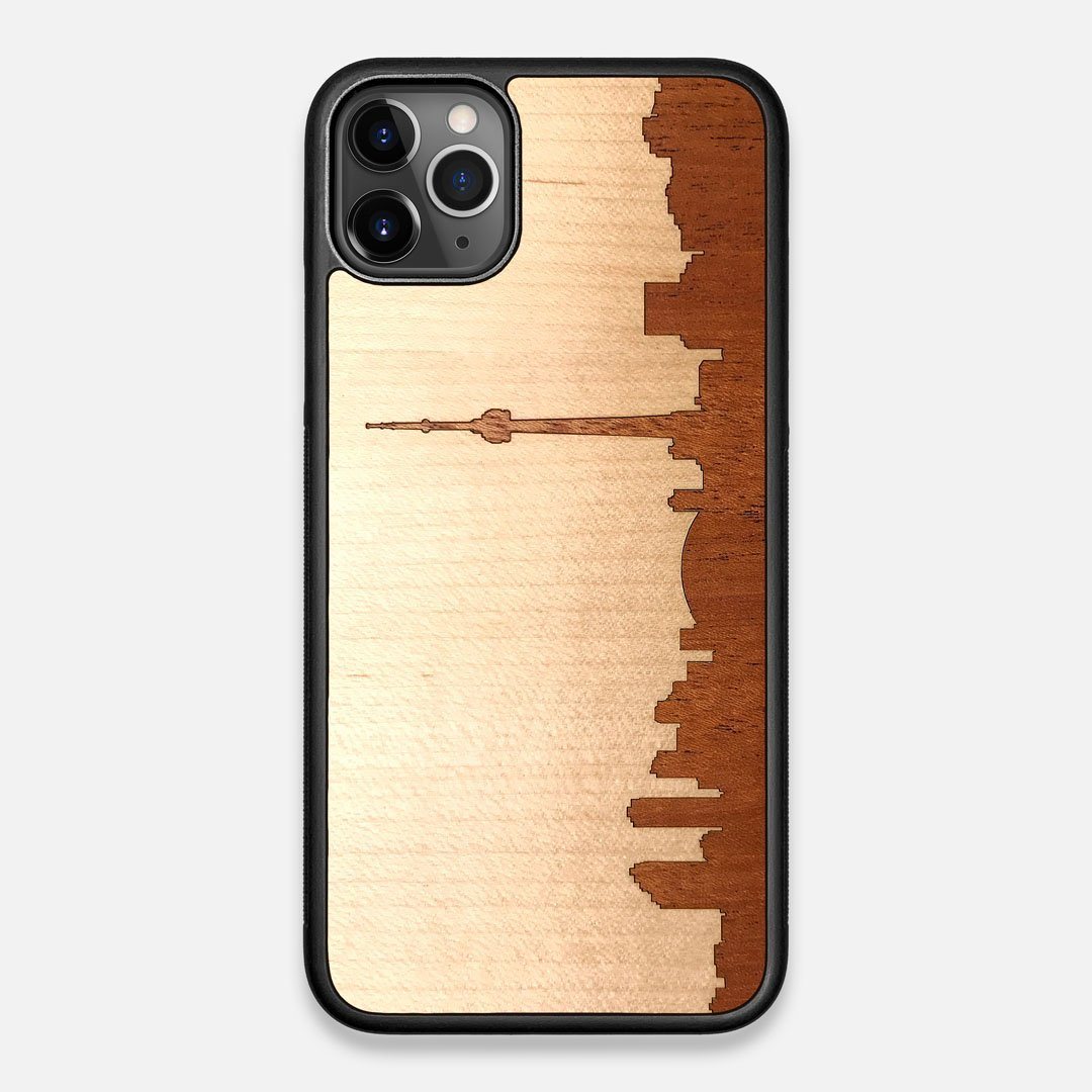 Front view of the Toro By Orozco Design Wenge Wood iPhone 11 Pro Max Case by Keyway Designs