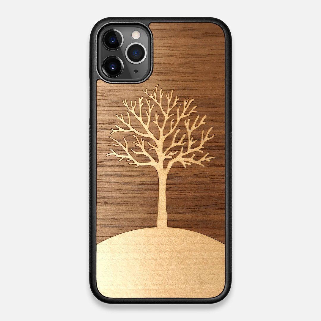 Front view of the Tree Of Life Walnut Wood iPhone 11 Pro Max Case by Keyway Designs