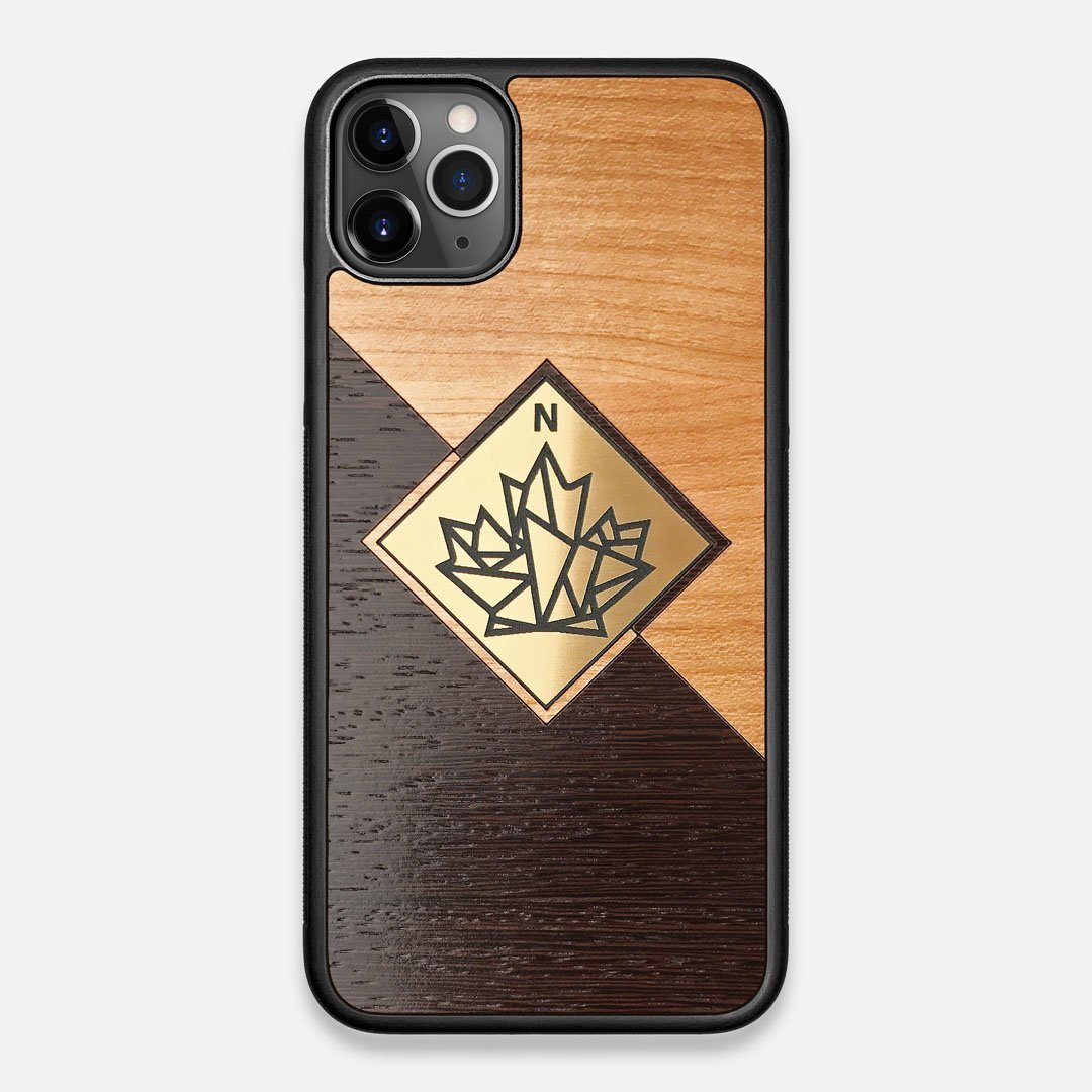 Front view of the True North by Northern Philosophy Cherry & Wenge Wood iPhone 11 Pro Max Case by Keyway Designs