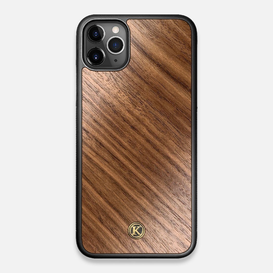 Front view of the Walnut Pure Minimalist Wood iPhone 11 Pro Max Case by Keyway Designs