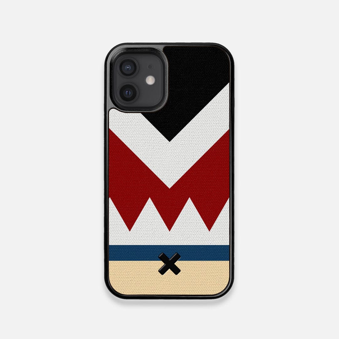 Front view of the Cove Adventure Marker in the Wayfinder series UV-Printed thick cotton canvas iPhone 12 Mini Case by Keyway Designs