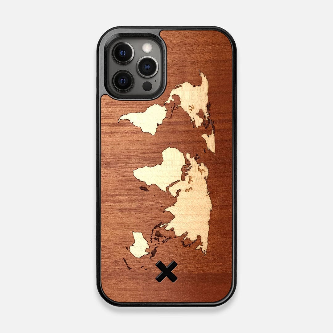 Front view of the Atlas Sapele Wood iPhone 12/12 Pro Case by Keyway Designs