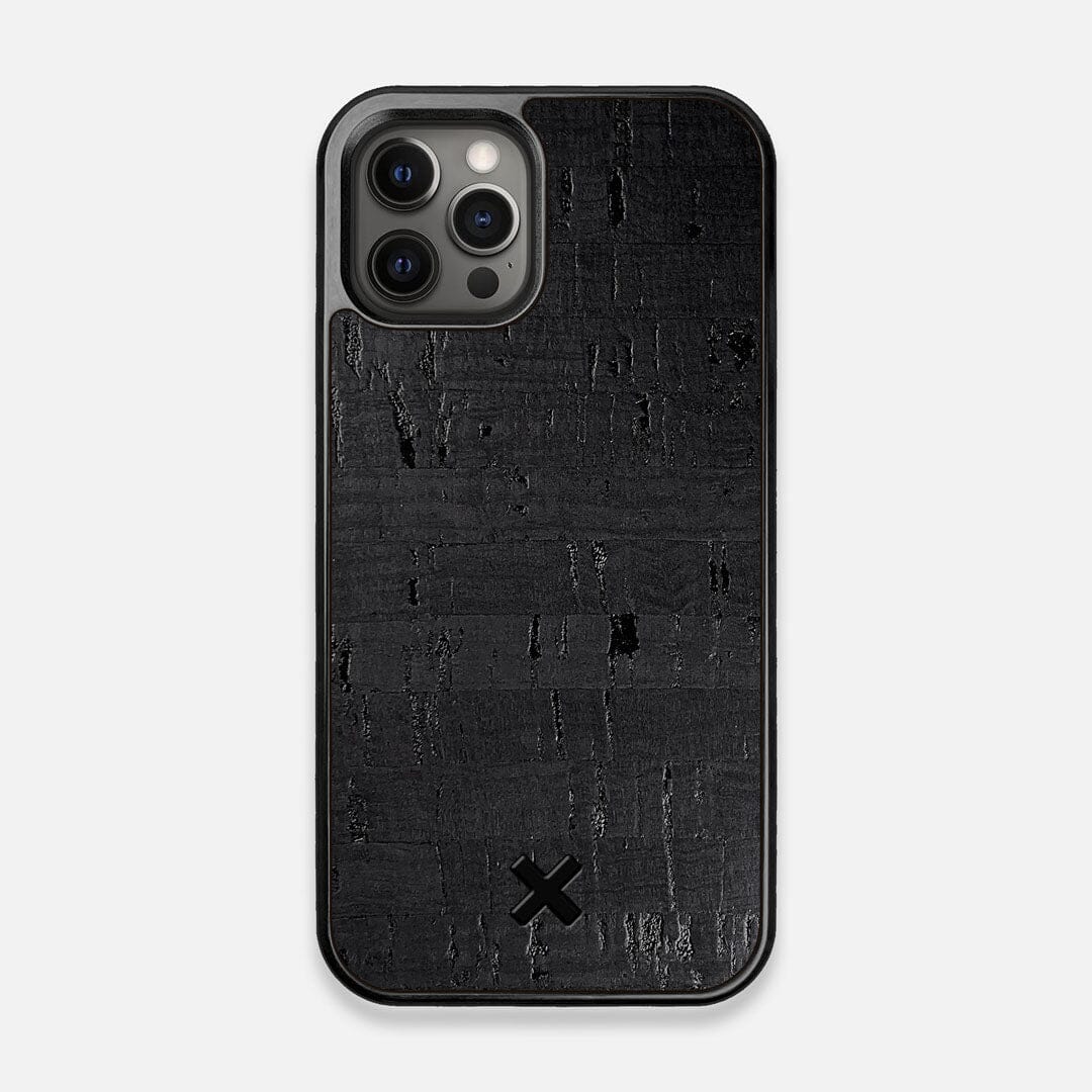 Front view of the dyed black natural cork iPhone 12/12 Pro Case by Keyway Designs