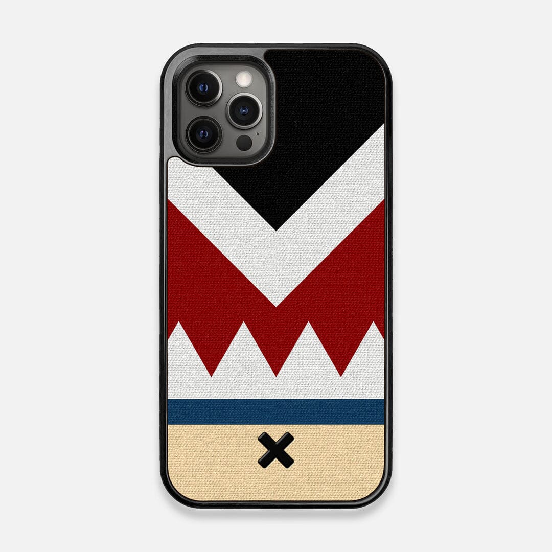 Front view of the Cove Adventure Marker in the Wayfinder series UV-Printed thick cotton canvas iPhone 12/12 Pro Case by Keyway Designs