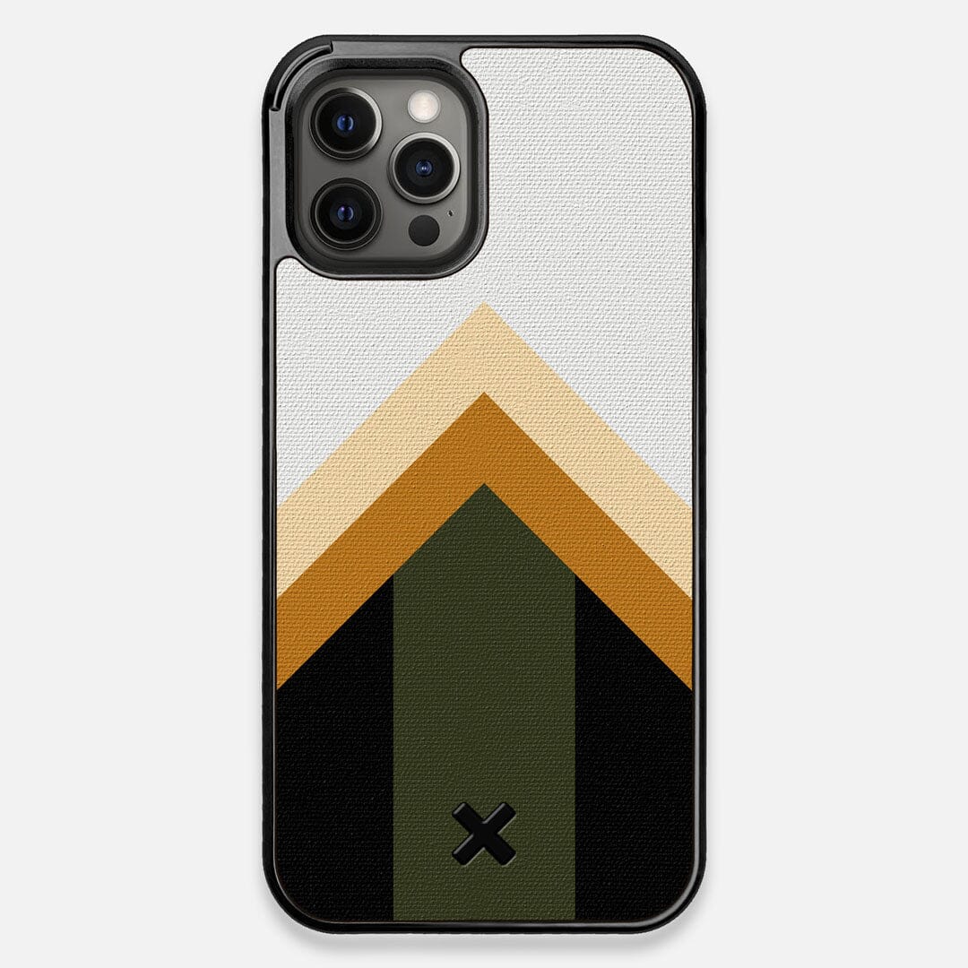 Front view of the Ascent Adventure Marker in the Wayfinder series UV-Printed thick cotton canvas iPhone 12 Pro Max Case by Keyway Designs