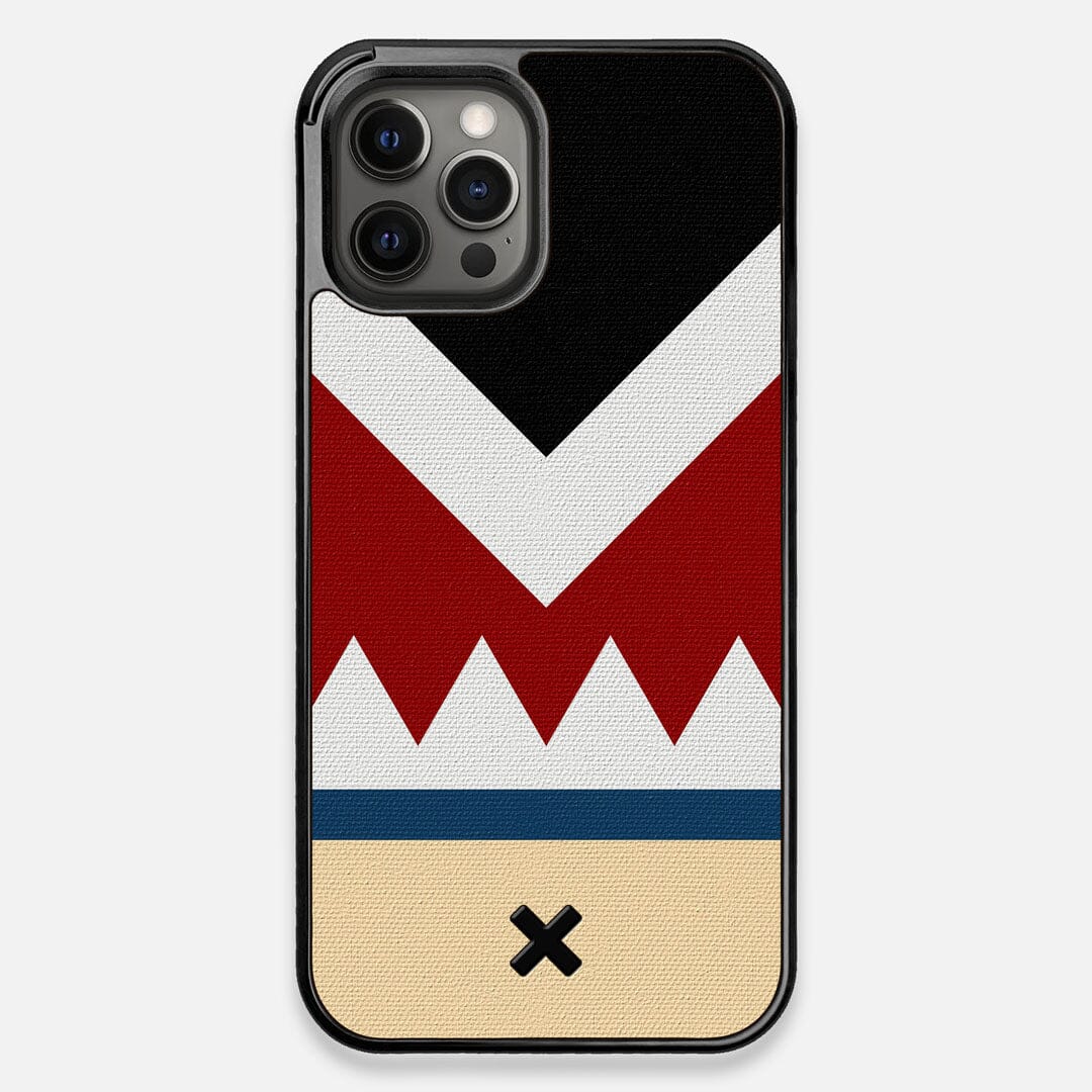 Front view of the Cove Adventure Marker in the Wayfinder series UV-Printed thick cotton canvas iPhone 12 Pro Max Case by Keyway Designs