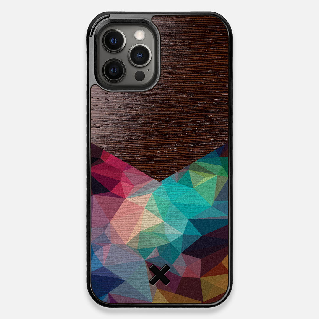 Front view of the vibrant Geometric Gradient printed Wenge Wood iPhone 12 Pro Max Case by Keyway Designs