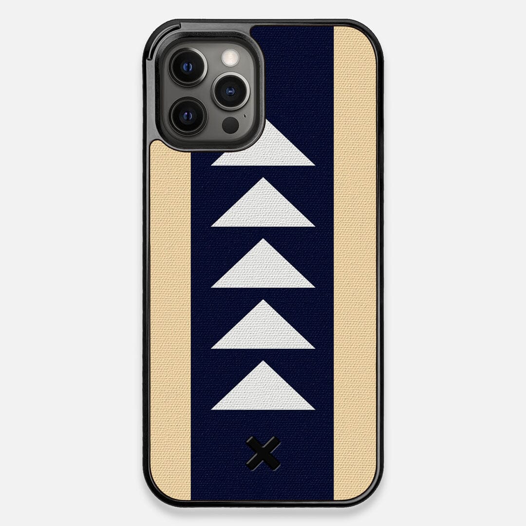 Front view of the Track Adventure Marker in the Wayfinder series UV-Printed thick cotton canvas iPhone 12 Pro Max Case by Keyway Designs