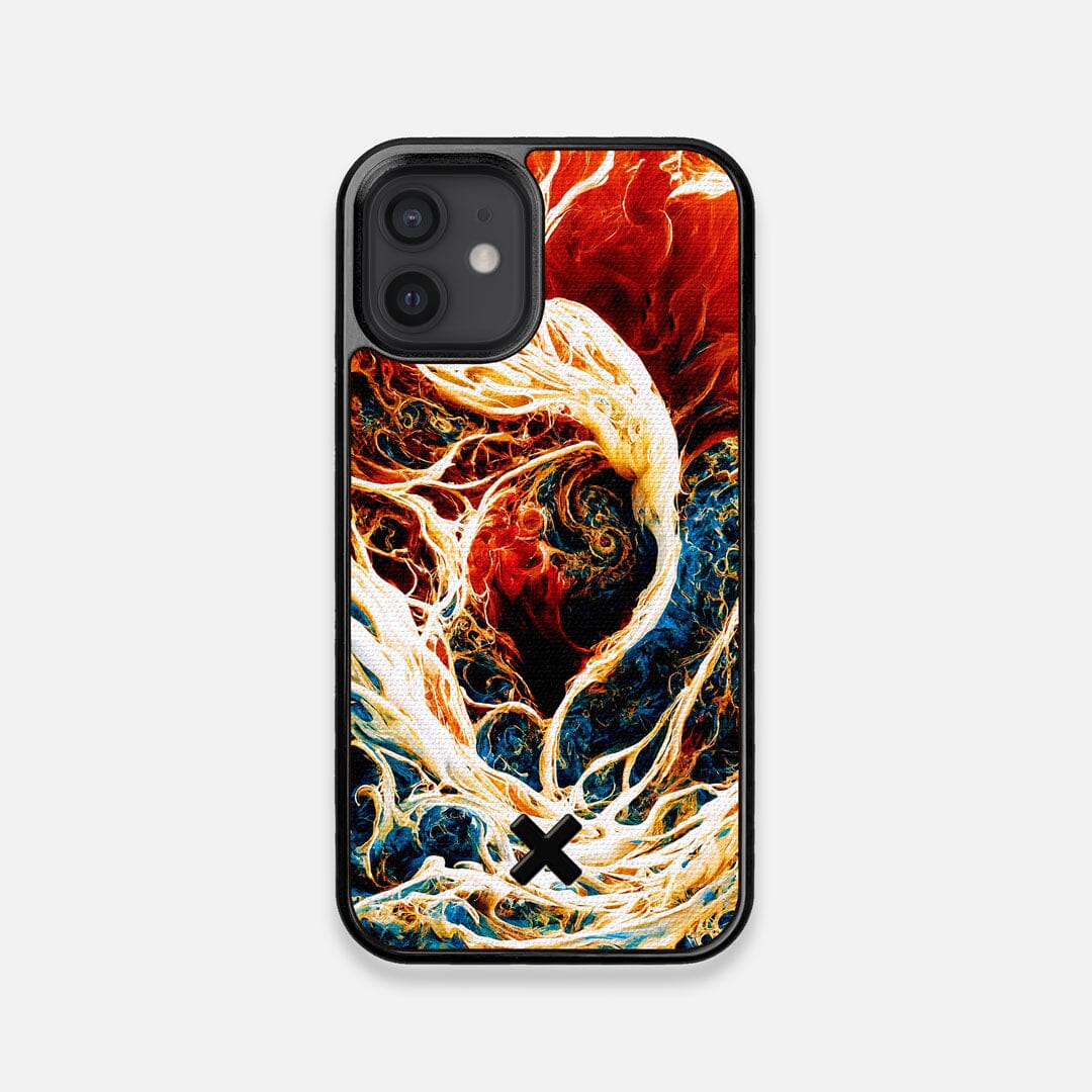 Front view of the stylized AI generated art print created by John Wingfield printed to cotton canvas iPhone 12 Mini Case by Keyway Designs