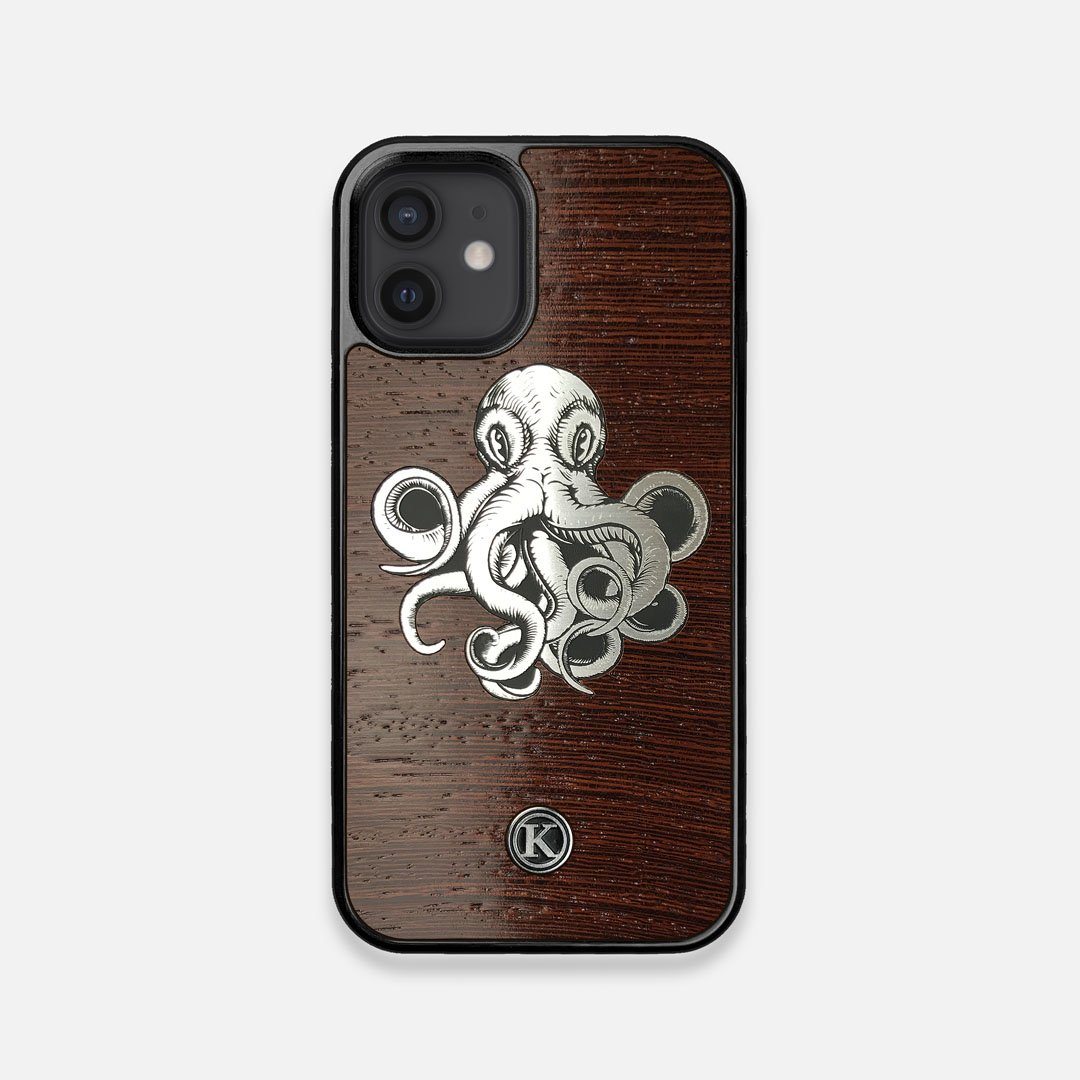 Front view of the Prize Kraken Wenge Wood iPhone 12 Mini Case by Keyway Designs