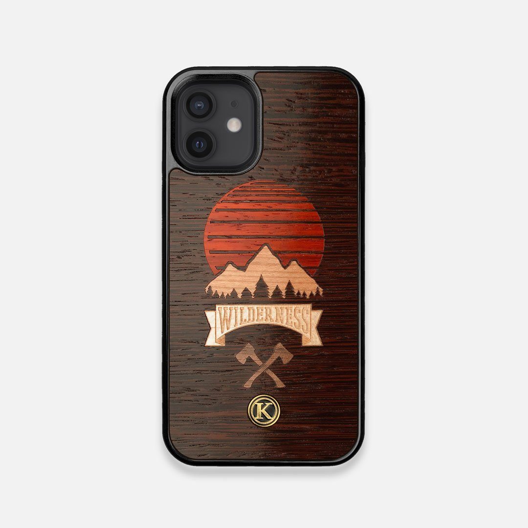 Front view of the Wilderness Wenge Wood iPhone 12 Mini Case by Keyway Designs