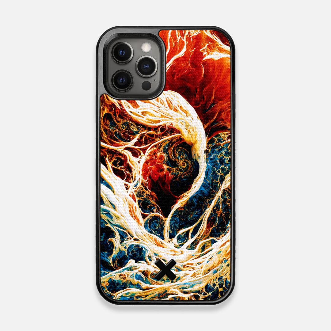 Front view of the stylized AI generated art print created by John Wingfield printed to cotton canvas iPhone 12/12 Pro Case by Keyway Designs