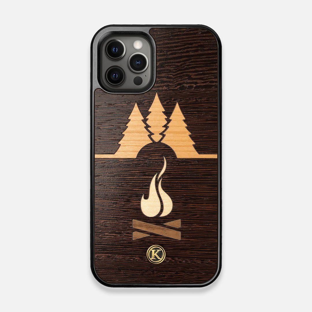 Front view of the Nomad Campsite Wood iPhone 12/12 Pro Case by Keyway Designs
