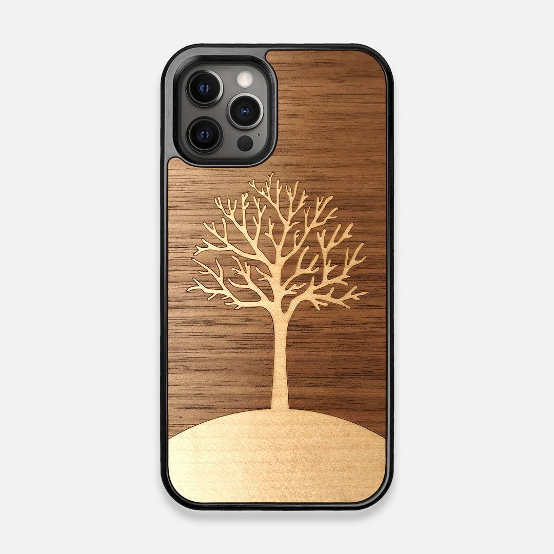 Front view of the Tree Of Life Walnut Wood iPhone 12/12 Pro Case by Keyway Designs