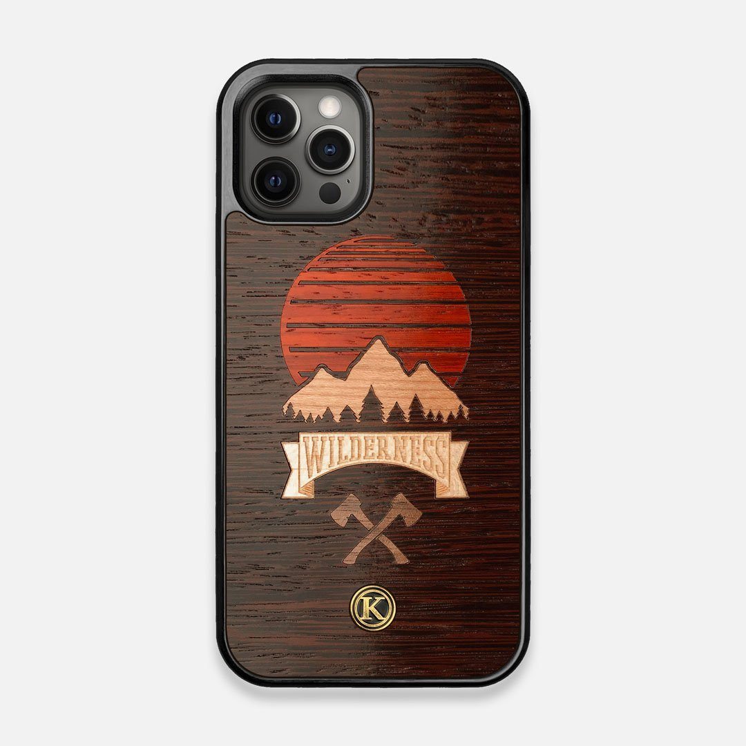 Front view of the Wilderness Wenge Wood iPhone 12/12 Pro Case by Keyway Designs