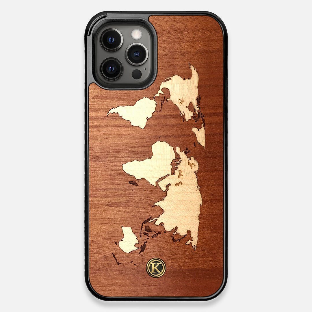 Front view of the Atlas Sapele Wood iPhone 12 Pro Max Case by Keyway Designs