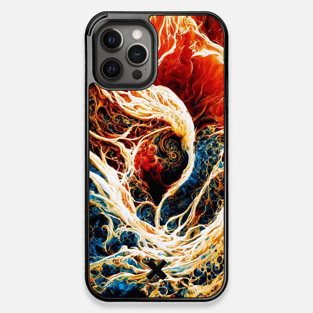 Front view of the stylized AI generated art print created by John Wingfield printed to cotton canvas iPhone 12 Pro Max Case by Keyway Designs