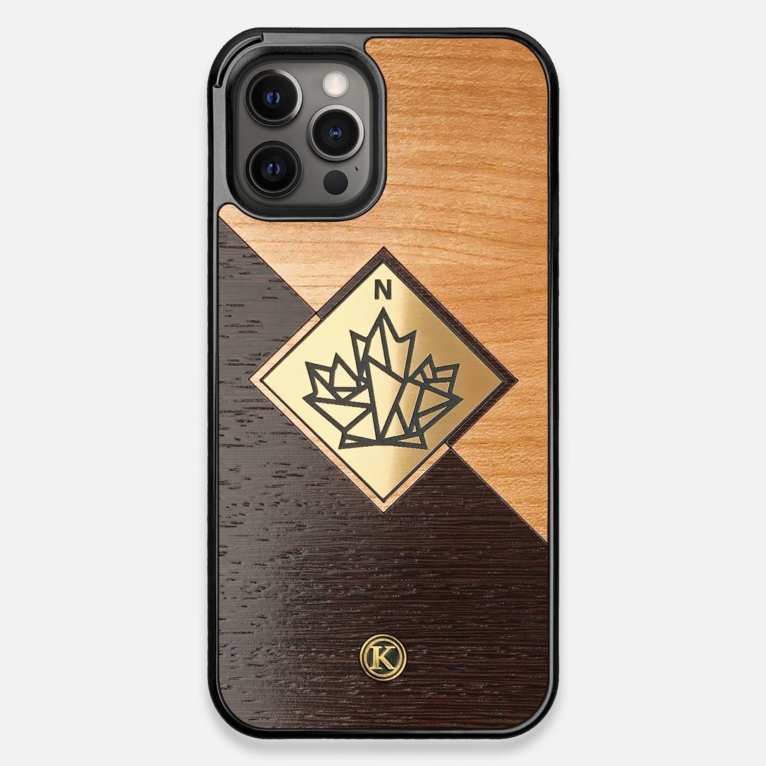 Front view of the True North by Northern Philosophy Cherry & Wenge Wood iPhone 12 Pro Max Case by Keyway Designs