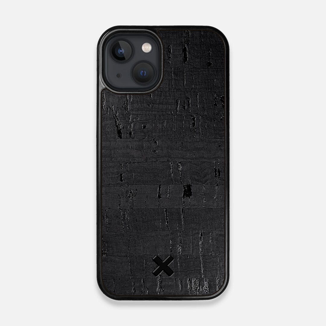 Front view of the dyed black natural cork iPhone 13 MagSafe Case by Keyway Designs