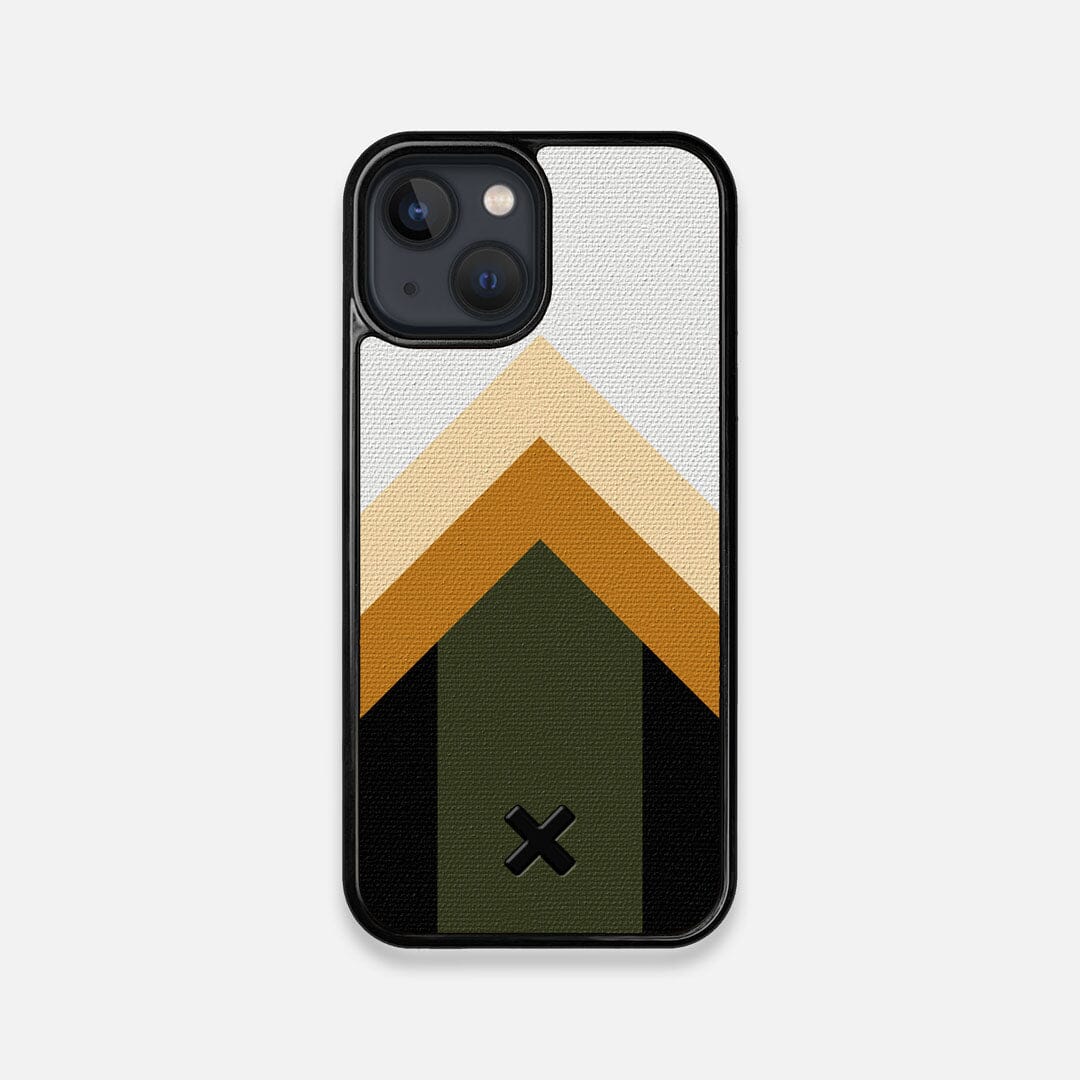 Front view of the Ascent Adventure Marker in the Wayfinder series UV-Printed thick cotton canvas iPhone 13 Mini Case by Keyway Designs
