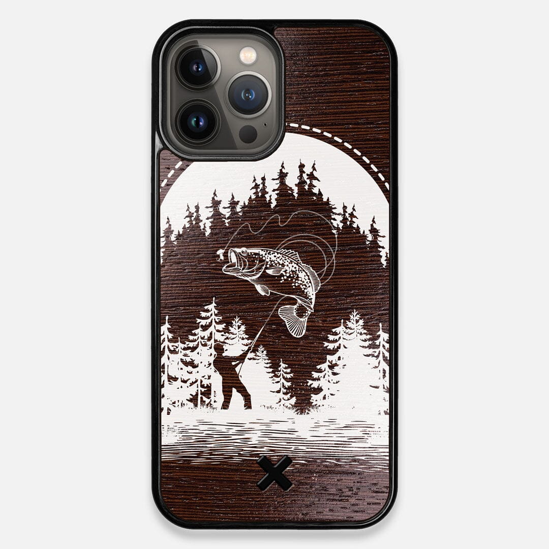 Front view of the high-contrast spotted bass printed Wenge Wood iPhone 13 Pro Max Case by Keyway Designs