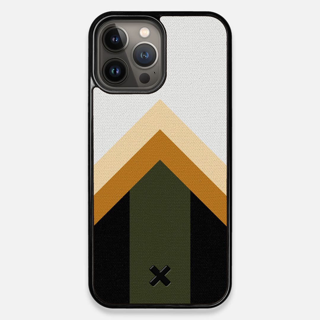 Front view of the Ascent Adventure Marker in the Wayfinder series UV-Printed thick cotton canvas iPhone 13 Pro Max Case by Keyway Designs