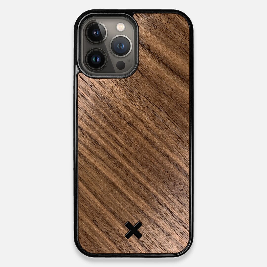 Front view of the Walnut Pure Minimalist Wood iPhone 13 Pro Max Case by Keyway Designs