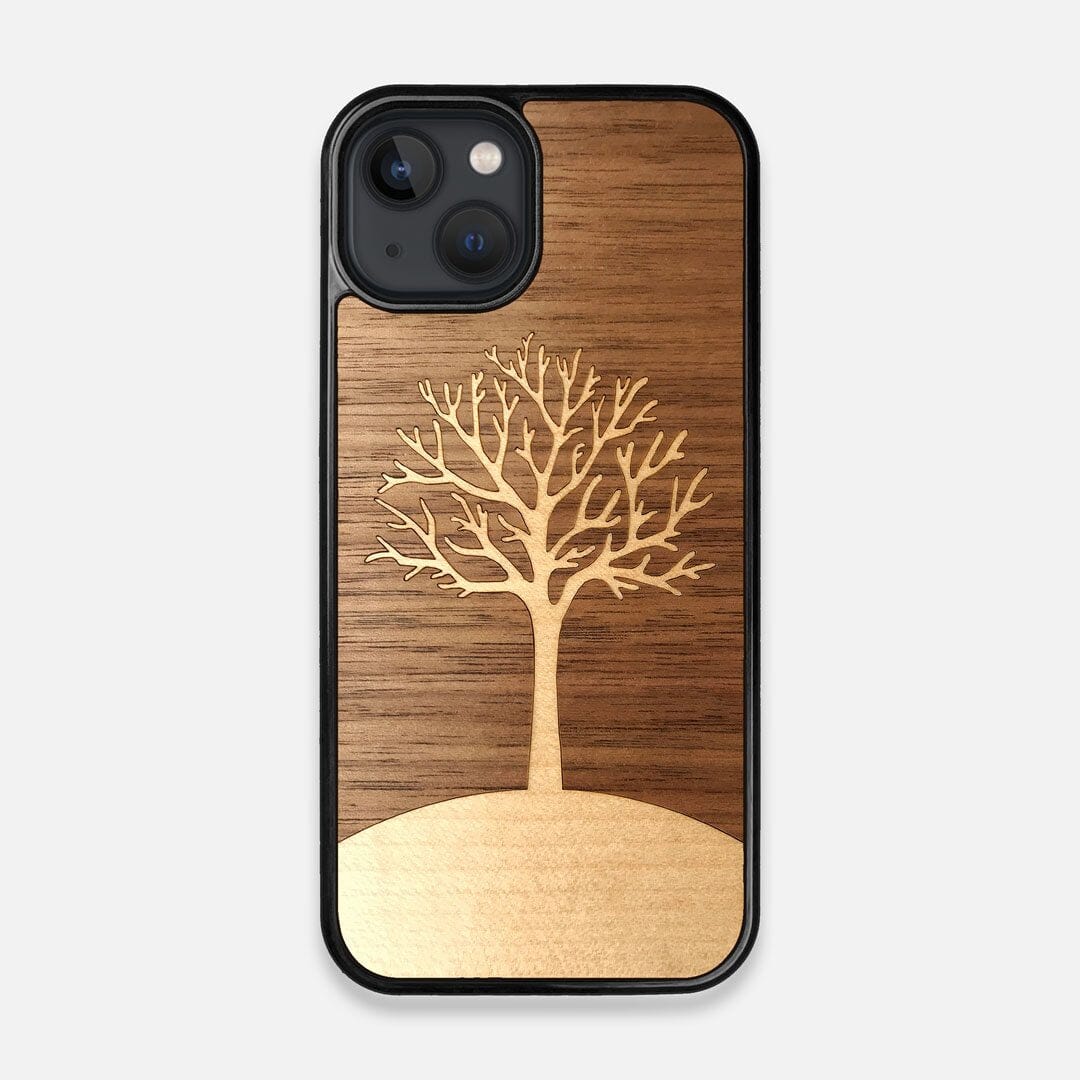 Front view of the Tree Of Life Walnut Wood iPhone 13 Case by Keyway Designs