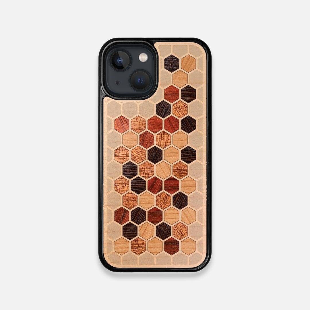 Cellular Wood iPhone 13 Mini Design by Keyway Designs, Front View