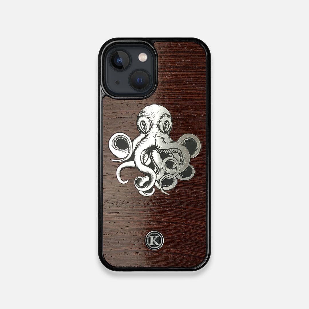 Front view of the Prize Kraken Wenge Wood iPhone 13 Mini Case by Keyway Designs