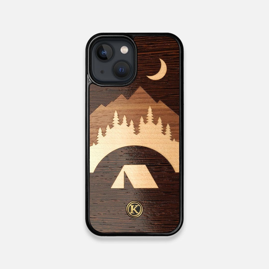Front view of the Wilderness Wenge Wood iPhone 13 Mini Case by Keyway Designs