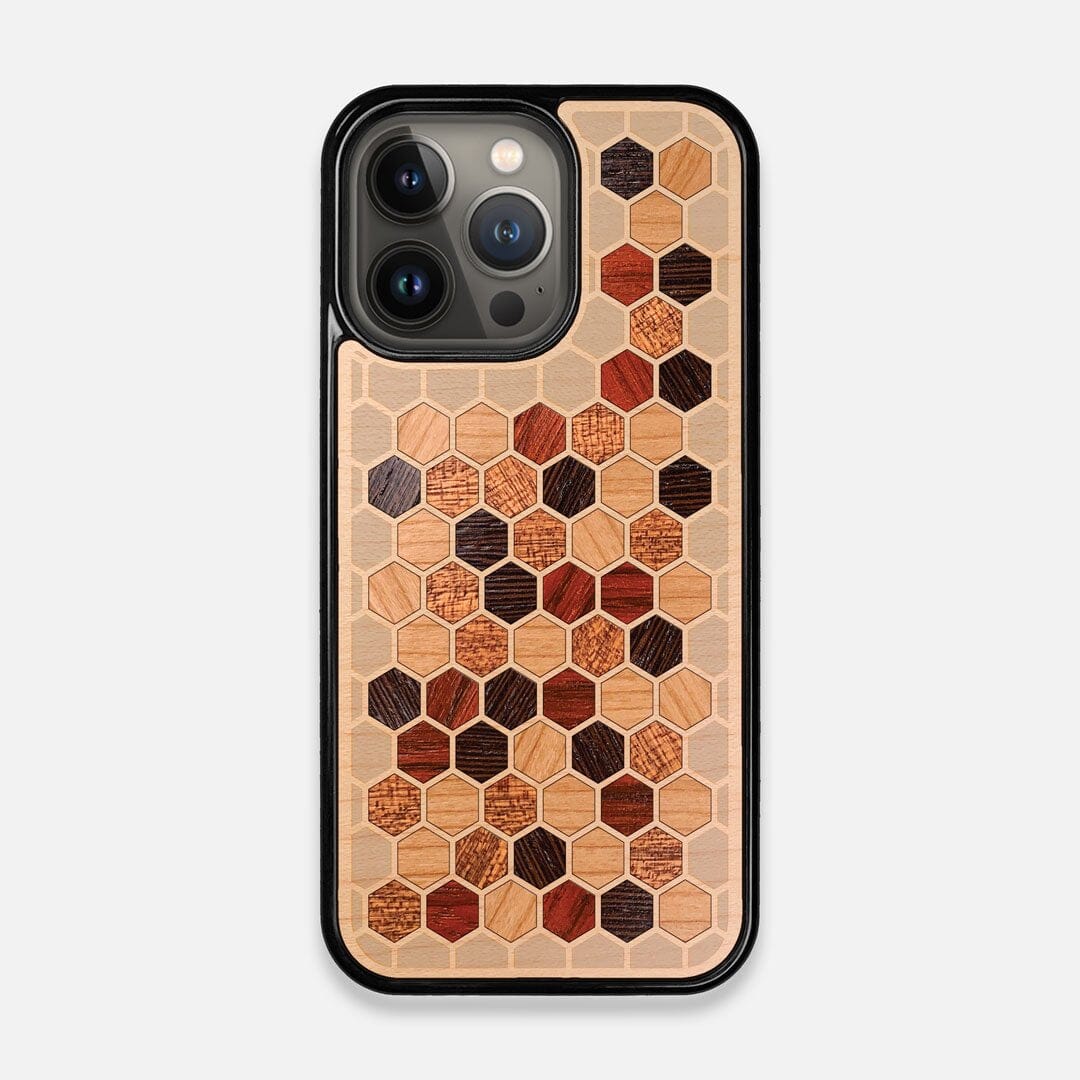 Cellular Wood iPhone 13 Pro Design by Keyway Designs, Front View