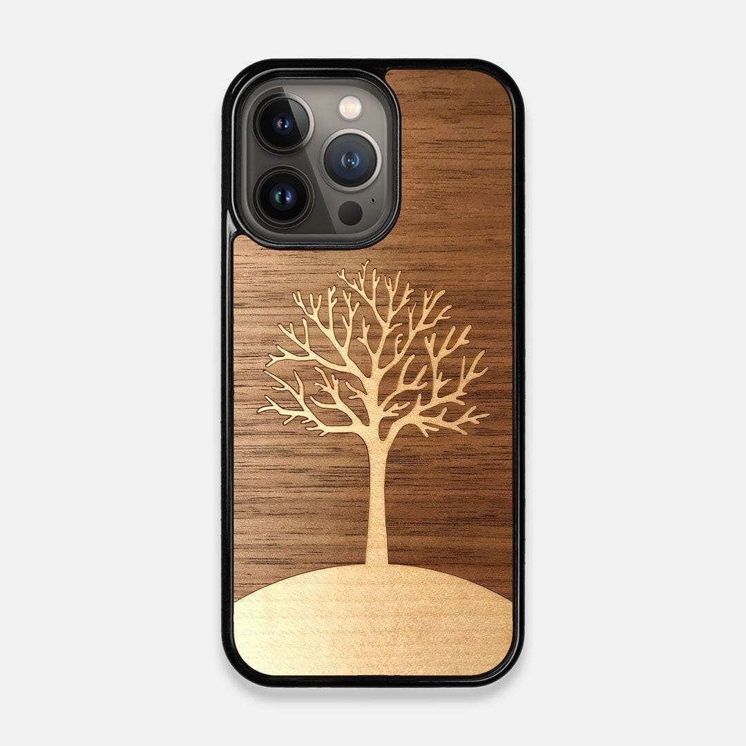 Front view of the Tree Of Life Walnut Wood iPhone 13 Pro Case by Keyway Designs