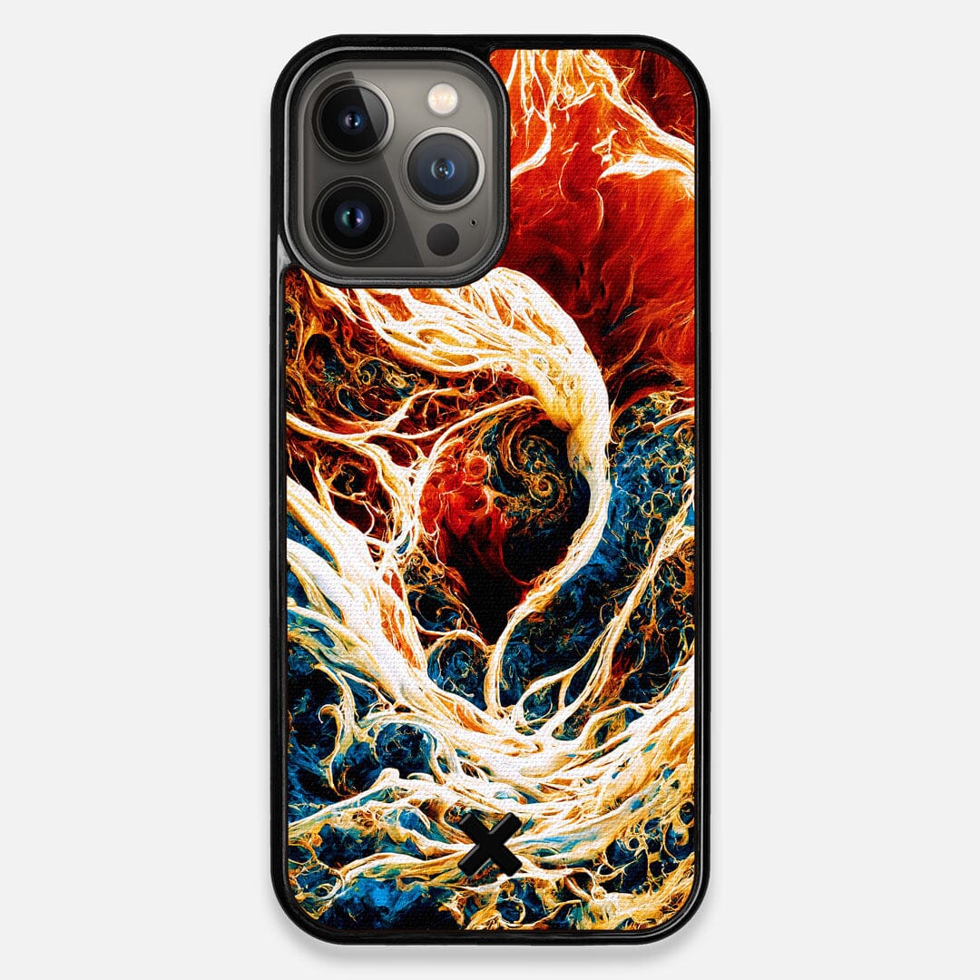 Front view of the stylized AI generated art print created by John Wingfield printed to cotton canvas iPhone 13 Pro Max Case by Keyway Designs