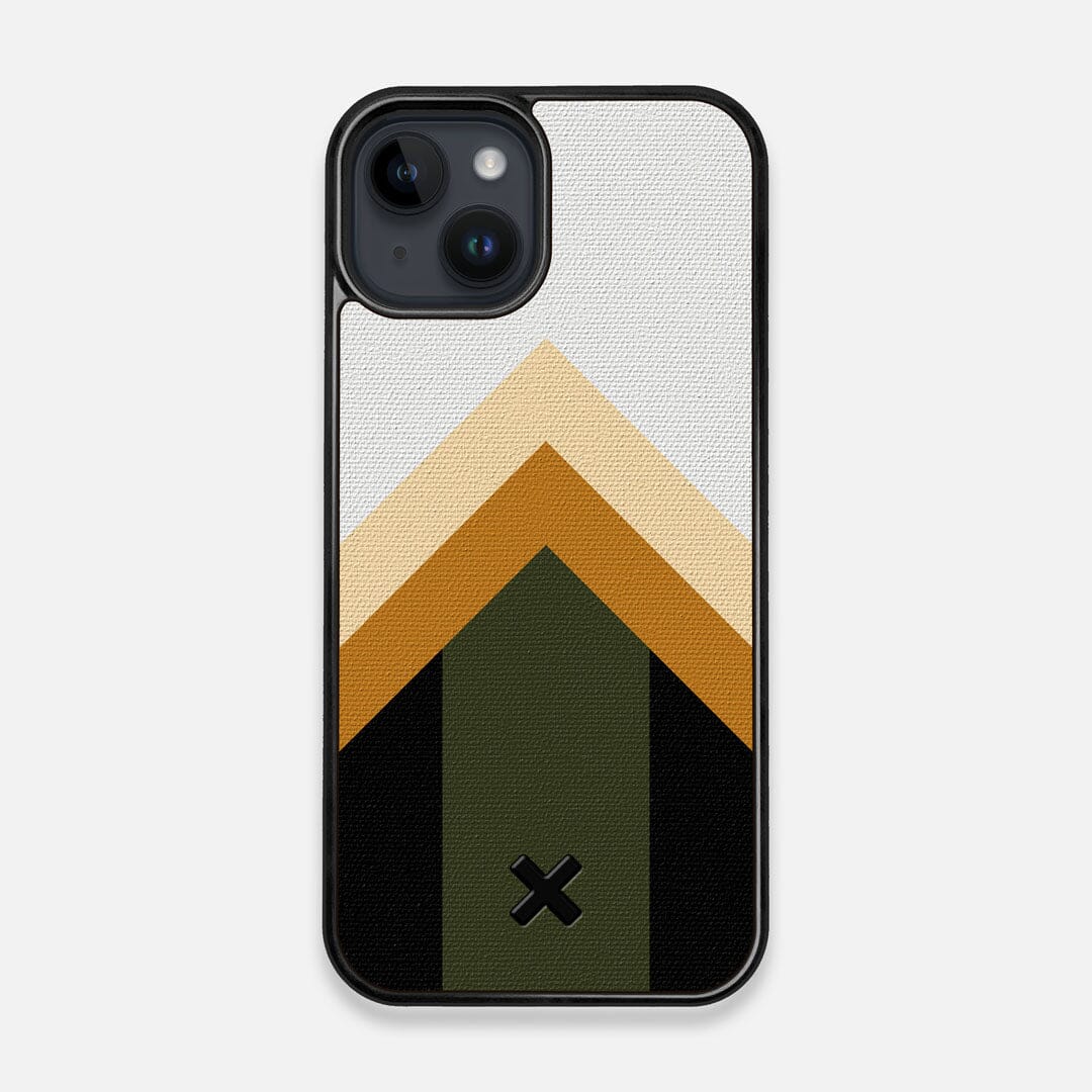 Front view of the Ascent Adventure Marker in the Wayfinder series UV-Printed thick cotton canvas iPhone 14 MagSafe Case by Keyway Designs