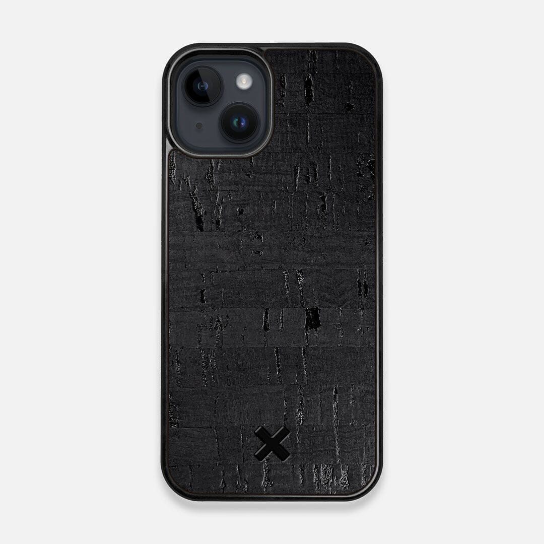 Front view of the dyed black natural cork iPhone 14 MagSafe Case by Keyway Designs