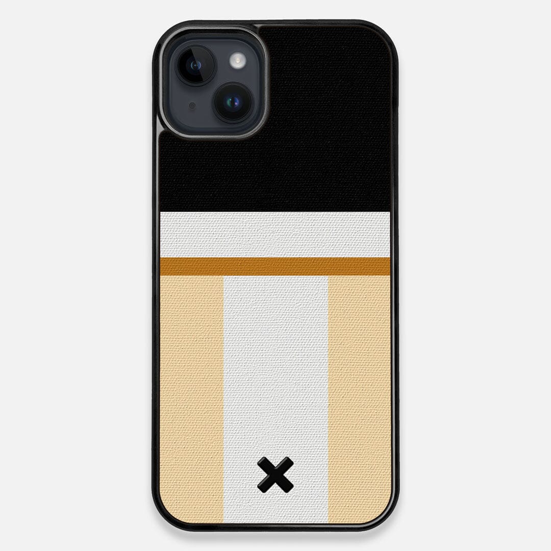 Front view of the Isle Adventure Marker in the Wayfinder series UV-Printed thick cotton canvas iPhone 15 Plus MagSafe Case by Keyway Designs